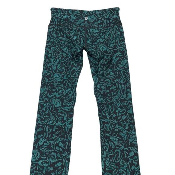 LULULEMON Wunder Under Low-Rise Tight Sz 4 Thrive Viridian Green Black - Picture 8 of 10